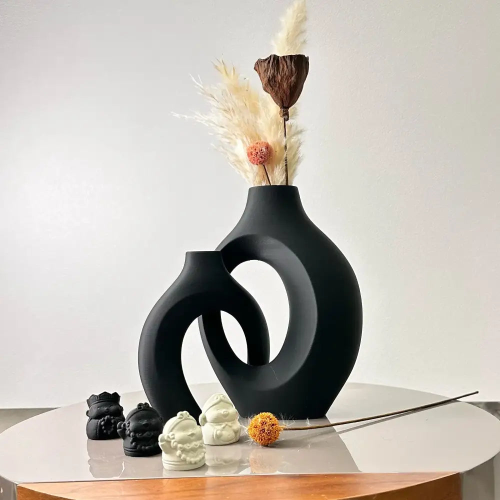 Modern abstract cream ceramic large dried vase set living room