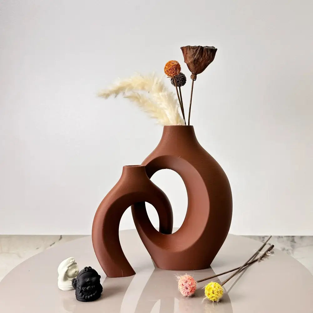 Modern abstract cream ceramic large dried vase set living room