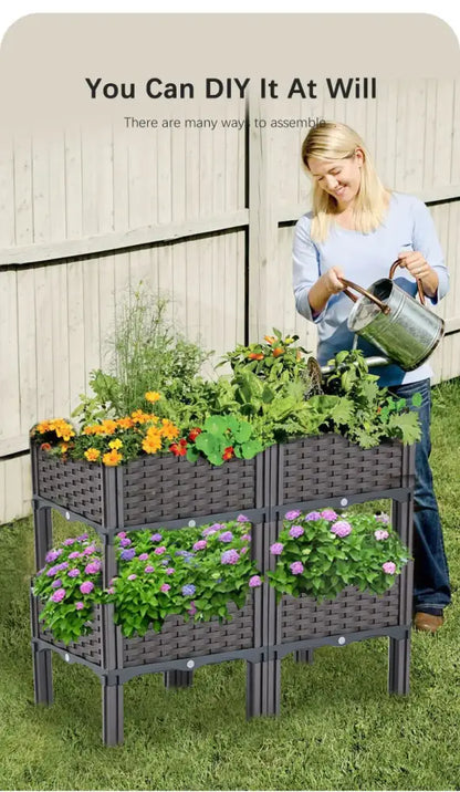 Woven brown large flower pot for outdoor gardening garden planter