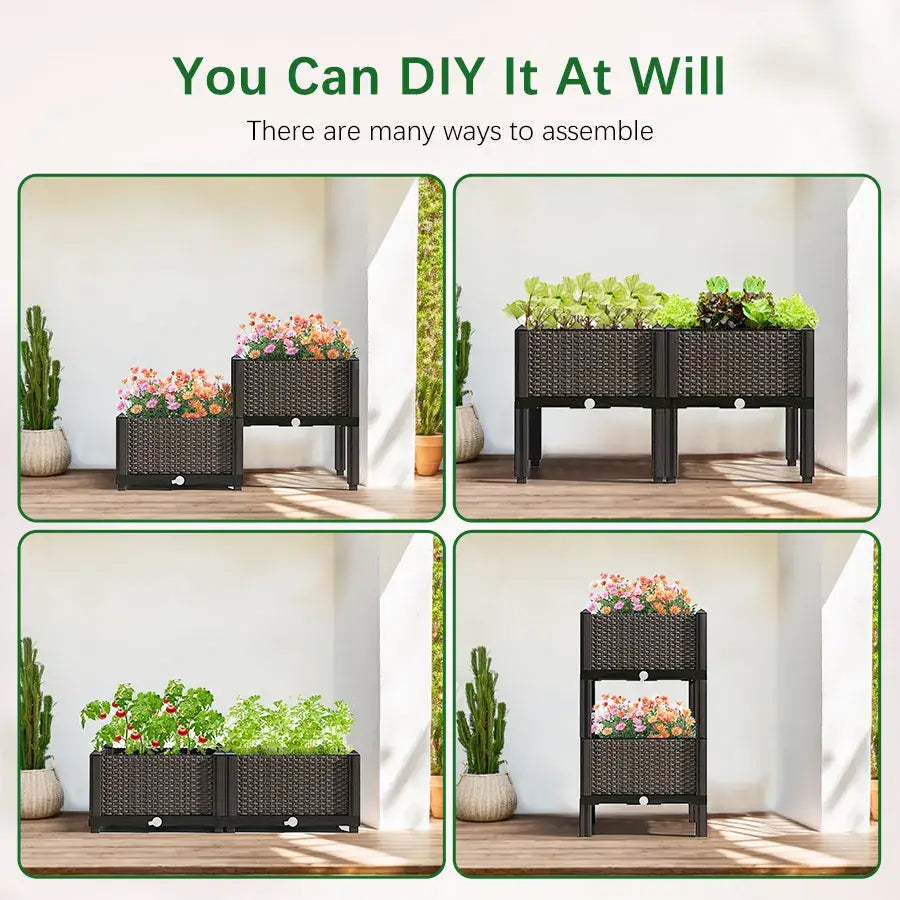 Woven brown large flower pot for outdoor gardening garden planter