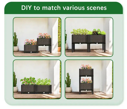 Woven brown large flower pot for outdoor gardening garden planter