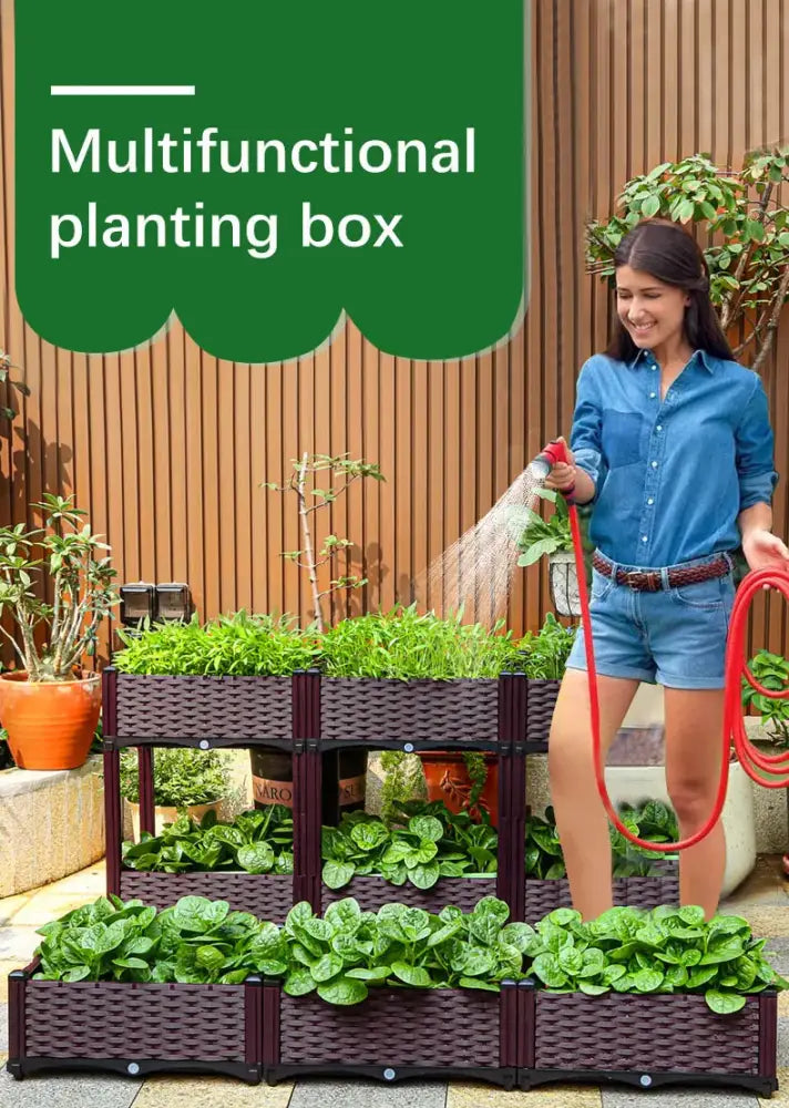 Woven brown large flower pot for outdoor gardening garden planter