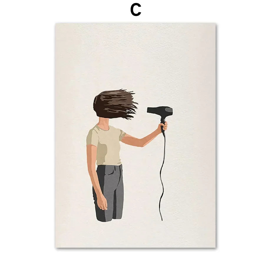 DecorBites™ "Laundry Girl Nordic Wall Art Print"