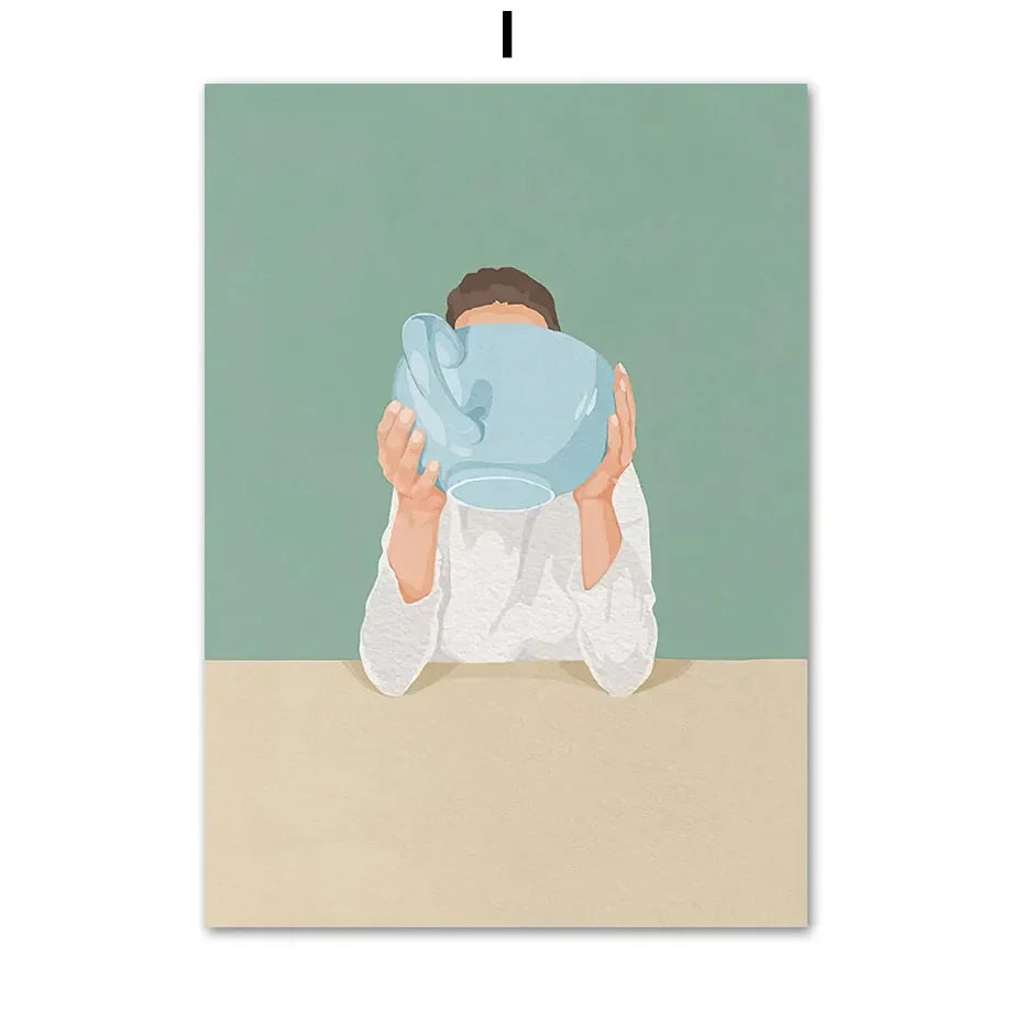 DecorBites™ "Laundry Girl Nordic Wall Art Print"