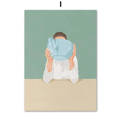 DecorBites™ "Laundry Girl Nordic Wall Art Print"
