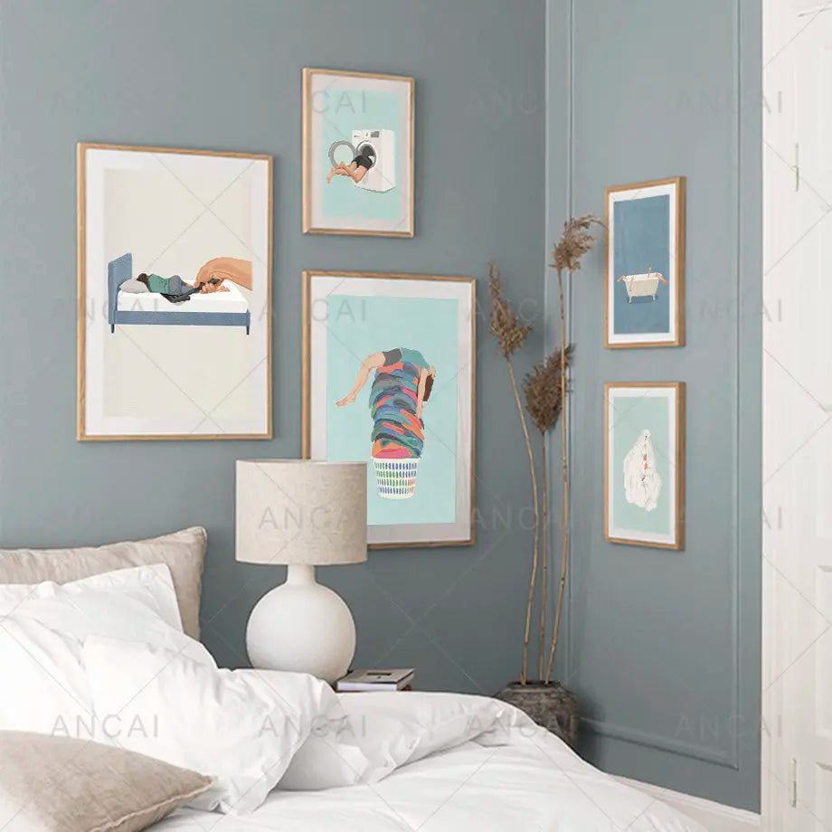 DecorBites™ "Laundry Girl Nordic Wall Art Print"