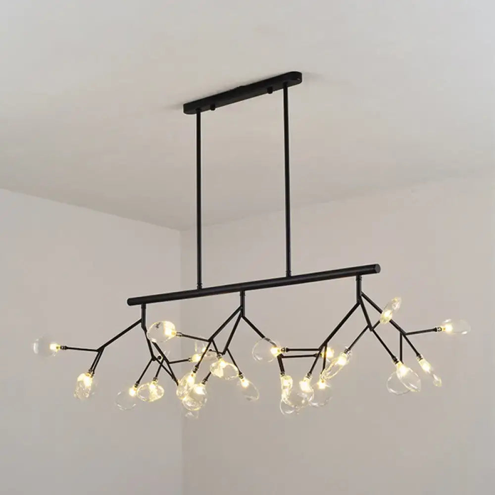 Modern black island chandelier with clear glass globes for bedroom