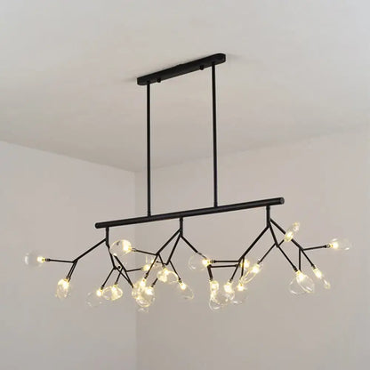 Modern black island chandelier with clear glass globes for bedroom