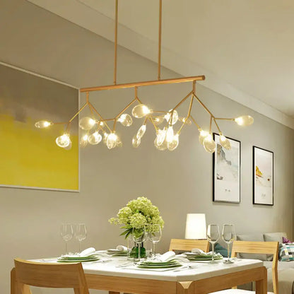 Modern black island chandelier with clear glass globes for bedroom