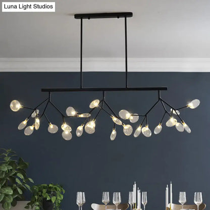 Modern black island chandelier with clear glass globes for bedroom