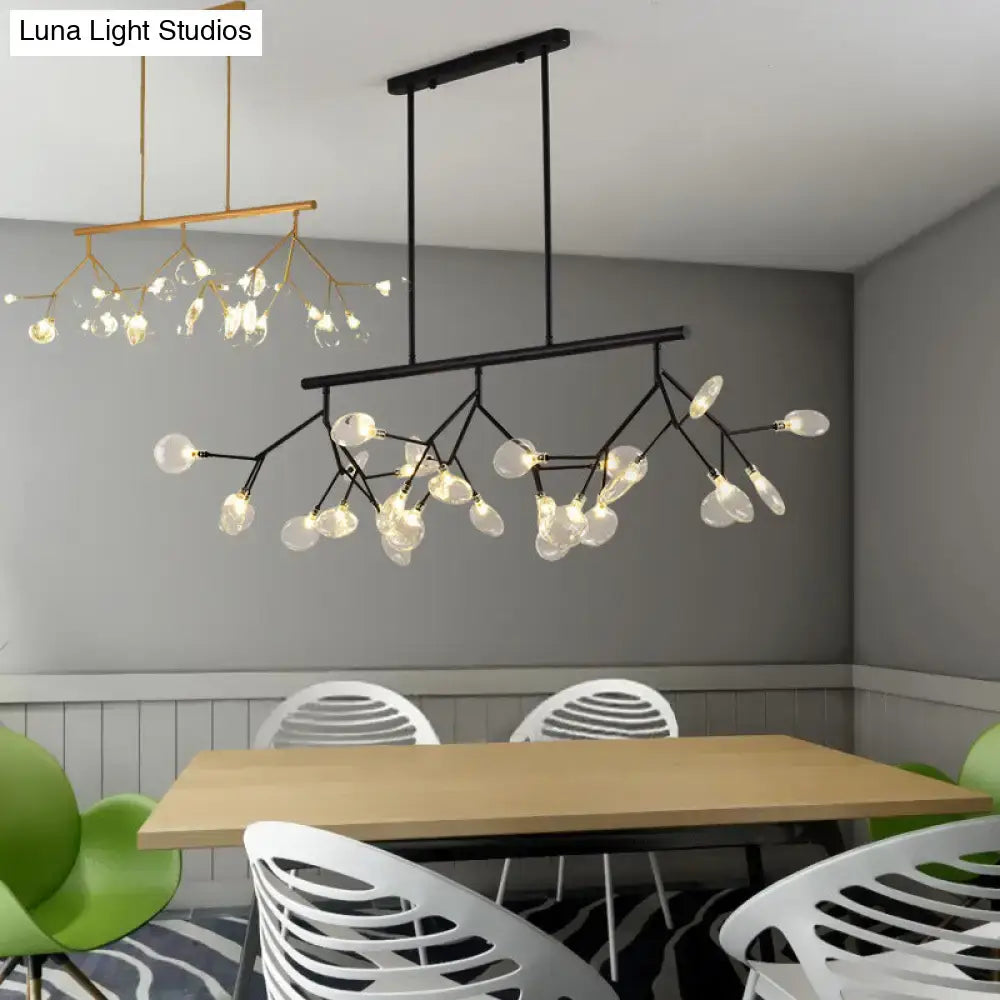 Modern black island chandelier with clear glass globes for bedroom