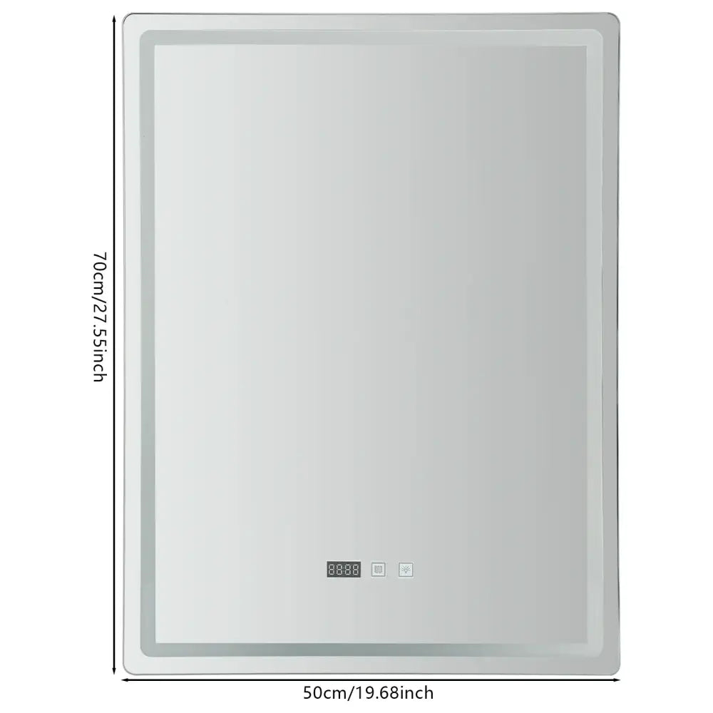 Modern rectangular led bathroom mirror with anti fog time display