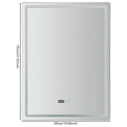 Modern rectangular led bathroom mirror with anti fog time display