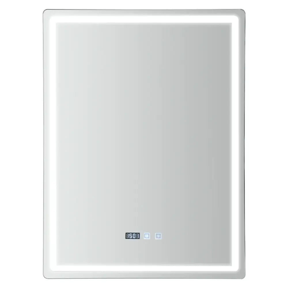 Modern rectangular led bathroom mirror with anti fog time display