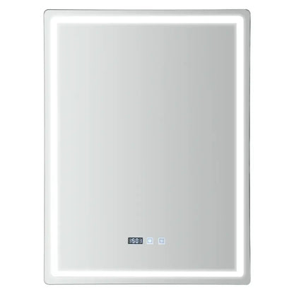 Modern rectangular led bathroom mirror with anti fog time display