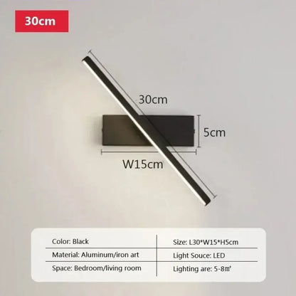 Modern black rotated led wall sconce bedroom light source