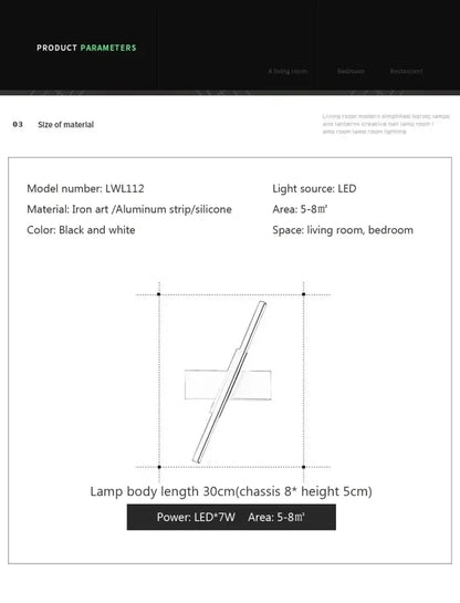 Modern black rotated led wall sconce bedroom light source