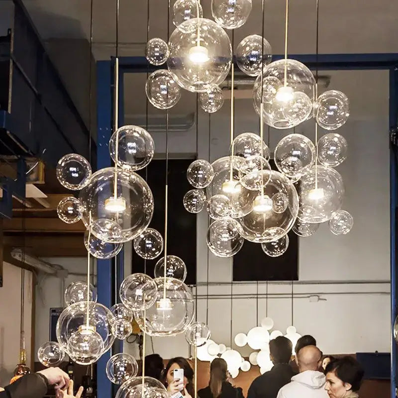 Modern led bubble ball chandelier for dining room decor