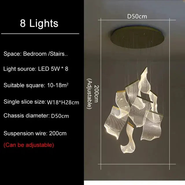 Modern gold sculptural led ceiling chandelier living room light