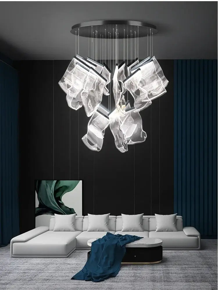 Modern gold sculptural led ceiling chandelier living room light