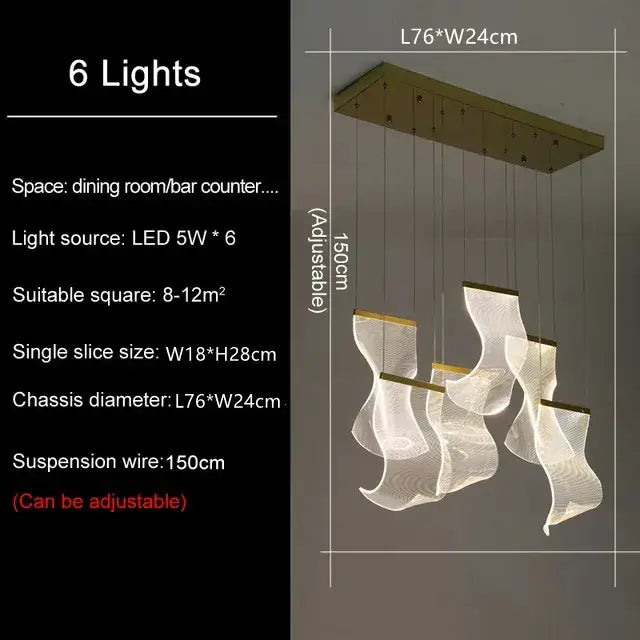 Modern gold sculptural led ceiling chandelier living room light