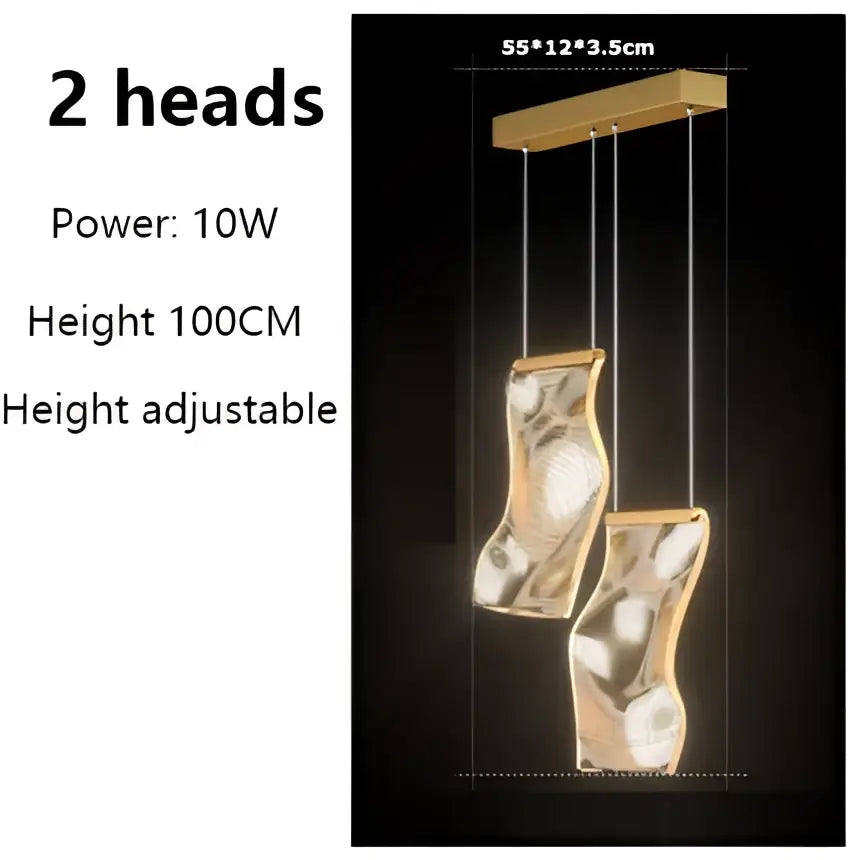 Modern gold sculptural led ceiling chandelier living room light