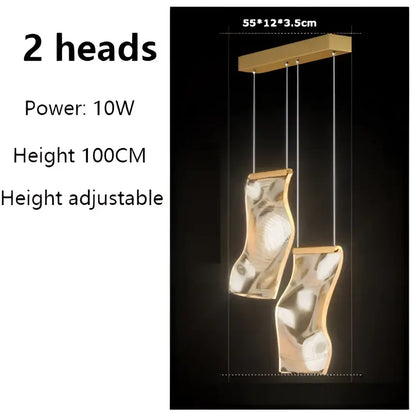 Modern gold sculptural led ceiling chandelier living room light