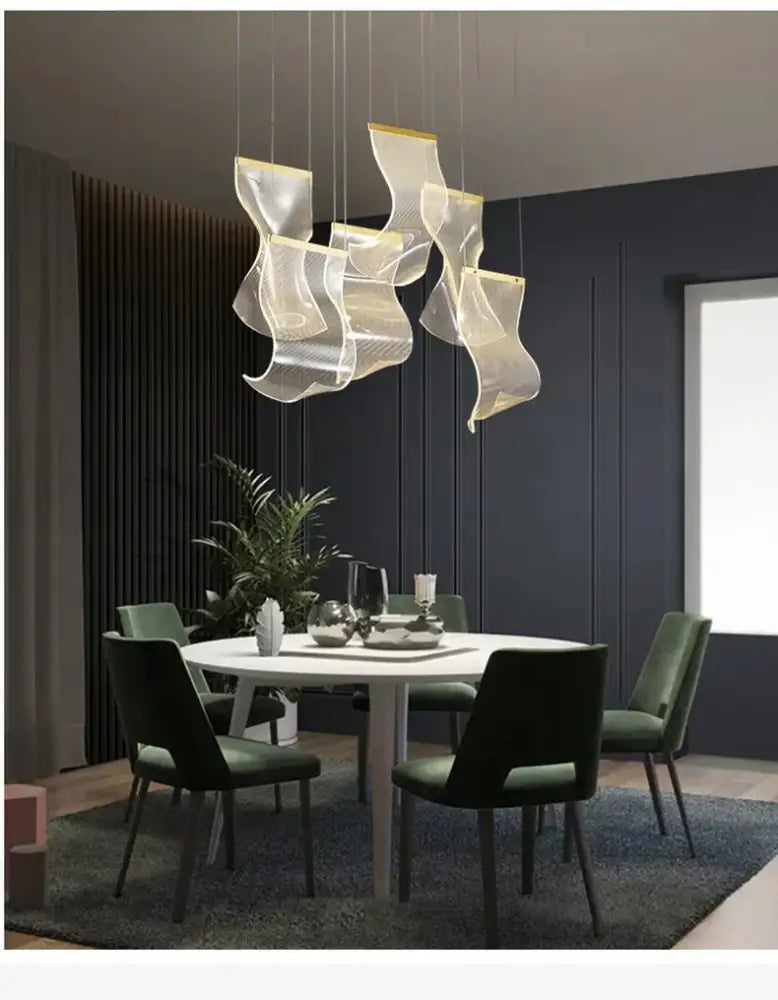 Modern gold sculptural led ceiling chandelier living room light