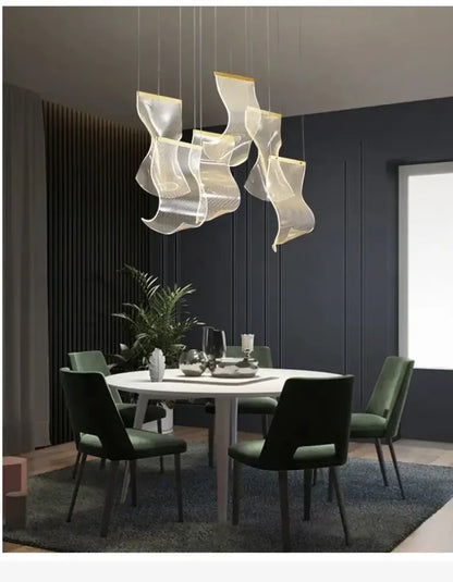 Modern gold sculptural led ceiling chandelier living room light