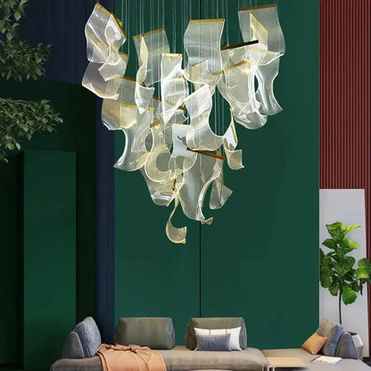 Modern gold sculptural led ceiling chandelier living room light