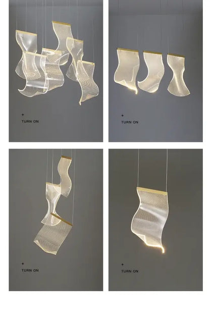 Modern gold sculptural led ceiling chandelier living room light