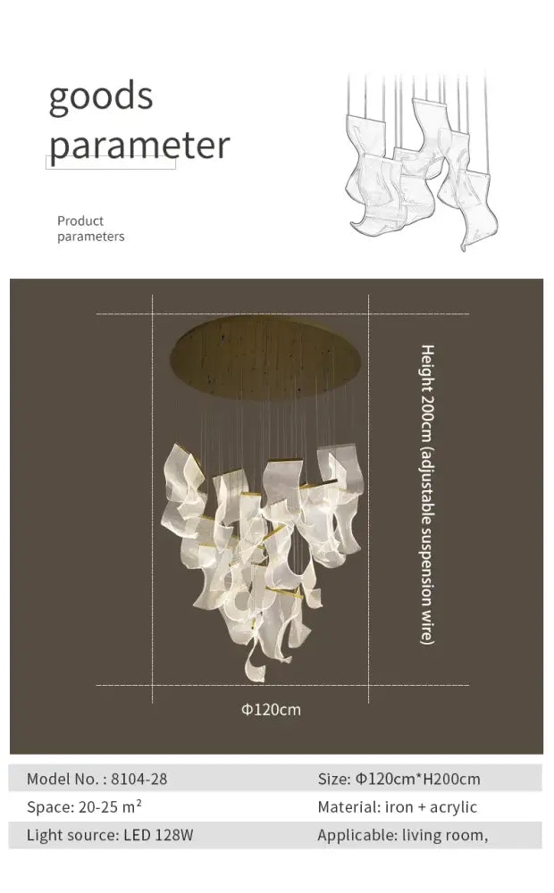 Modern gold sculptural led ceiling chandelier living room light