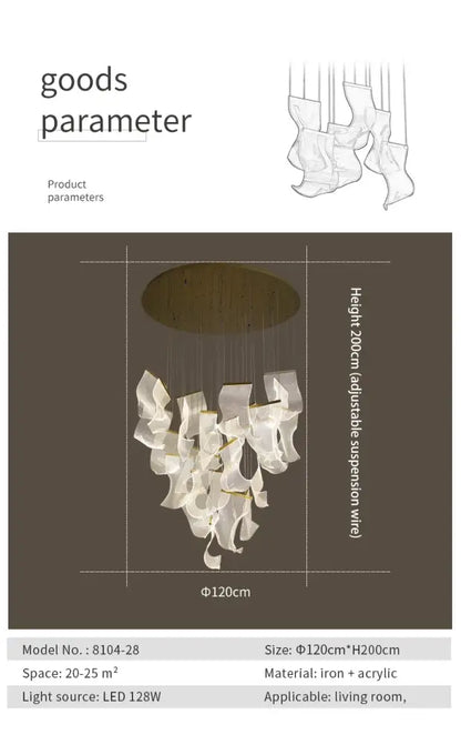 Modern gold sculptural led ceiling chandelier living room light