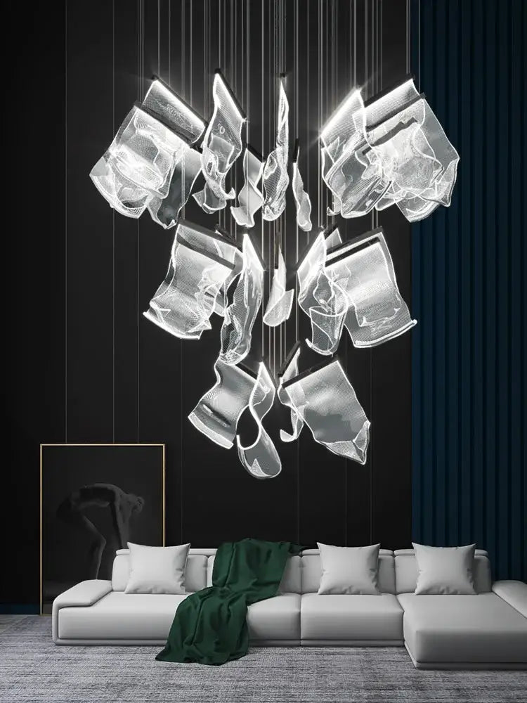 Modern gold sculptural led ceiling chandelier living room light