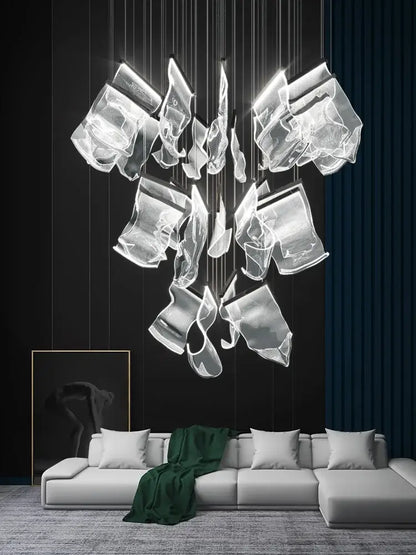 Modern gold sculptural led ceiling chandelier living room light