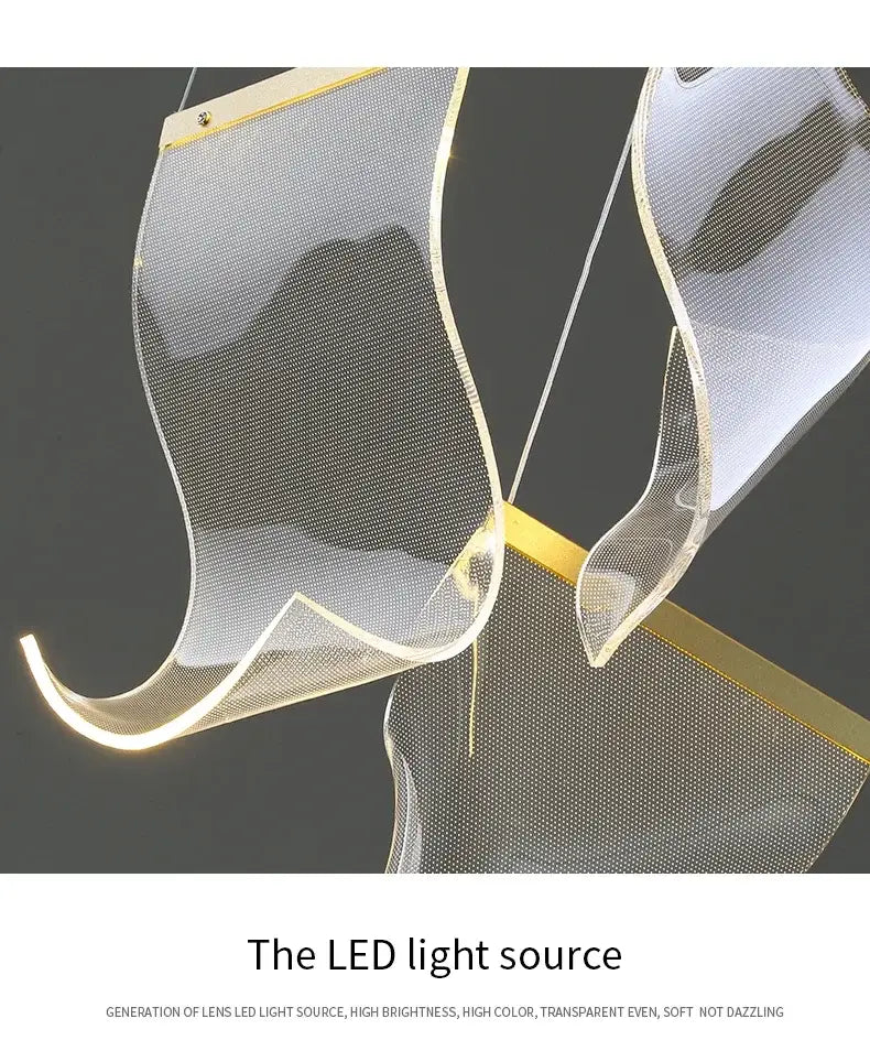 Modern gold sculptural led ceiling chandelier living room light