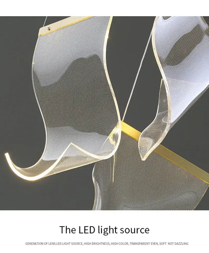 Modern gold sculptural led ceiling chandelier living room light