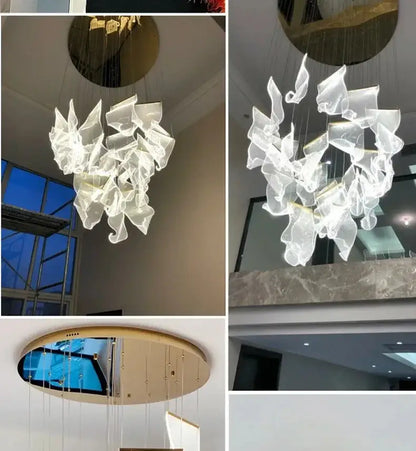 Modern gold sculptural led ceiling chandelier living room light