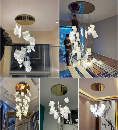 Modern gold sculptural led ceiling chandelier living room light