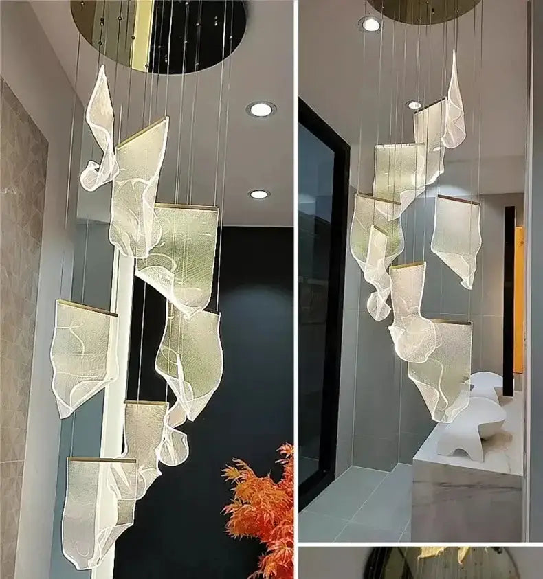 Modern gold sculptural led ceiling chandelier living room light