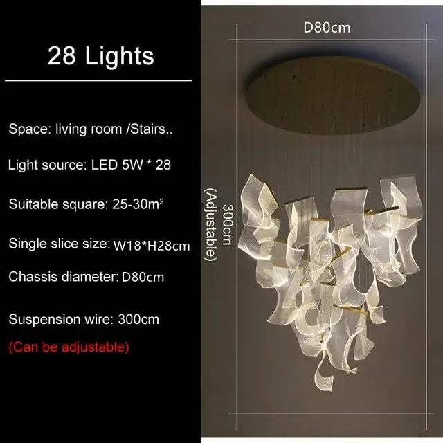 Modern gold sculptural led ceiling chandelier living room light
