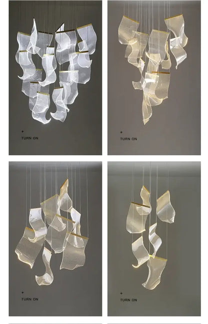 Modern gold sculptural led ceiling chandelier living room light