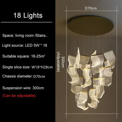 Modern gold sculptural led ceiling chandelier living room light