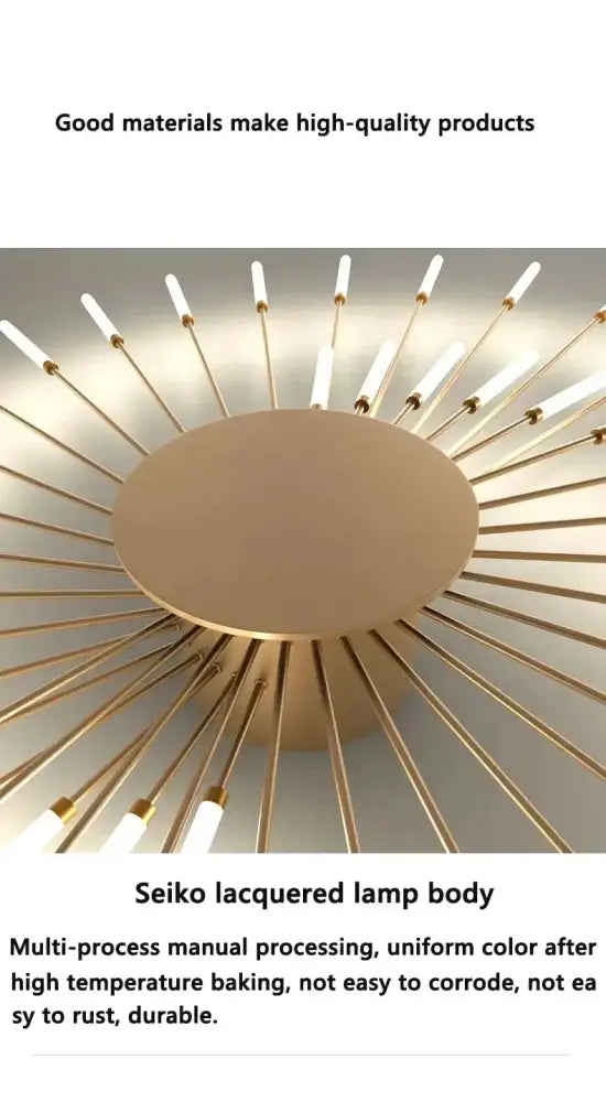 Modern gold led ceiling lamp living room radial chandelier