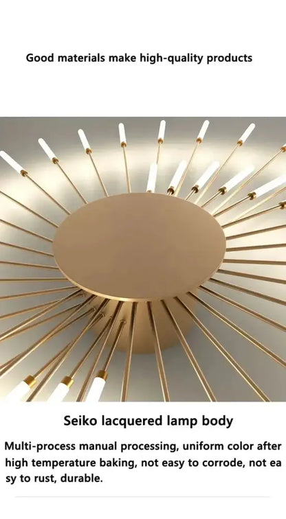 Modern gold led ceiling lamp living room radial chandelier