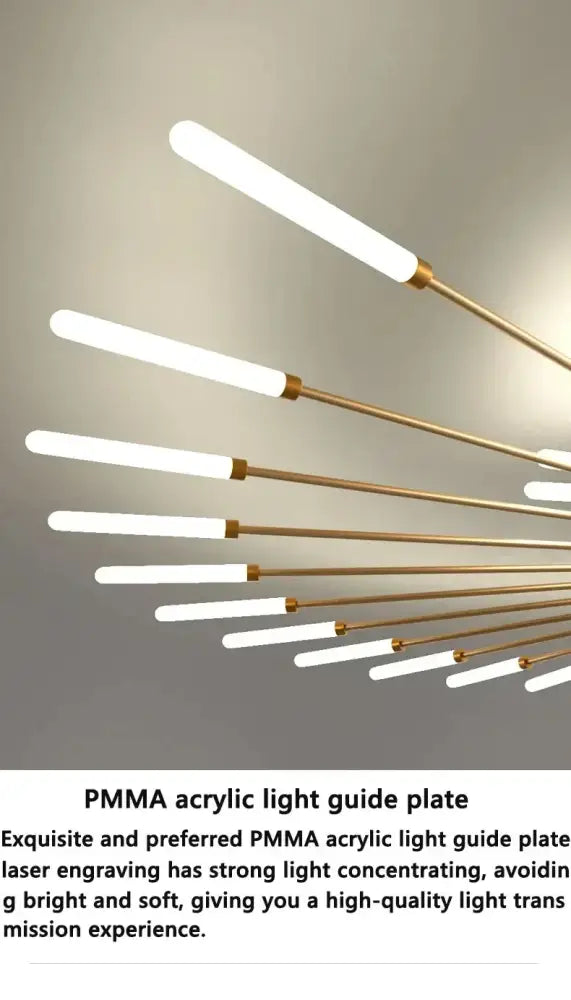 Modern gold led ceiling lamp living room radial chandelier
