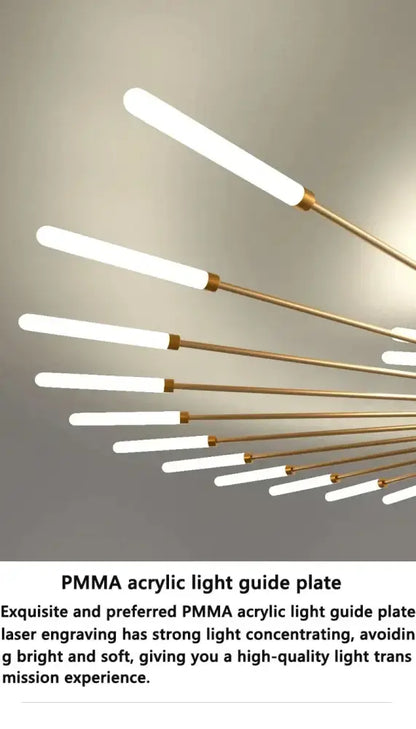 Modern gold led ceiling lamp living room radial chandelier
