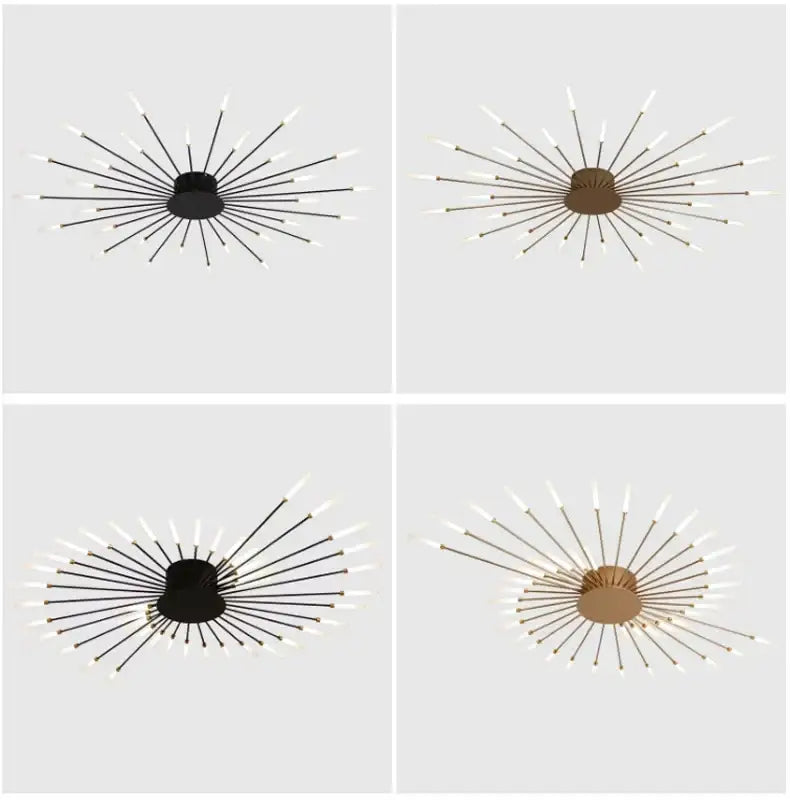 Modern gold led ceiling lamp living room radial chandelier