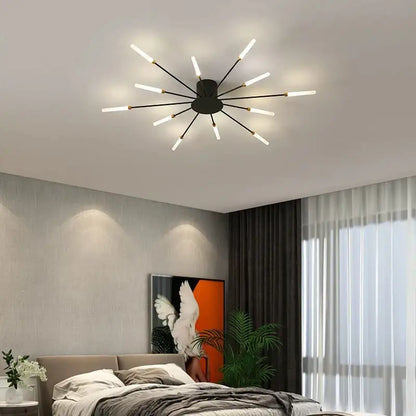 Modern gold led ceiling lamp living room radial chandelier