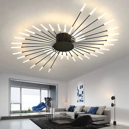 Modern gold led ceiling lamp living room radial chandelier